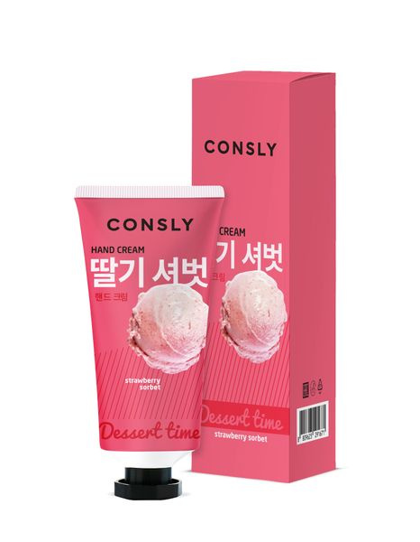 Крем для рук Consly Dessert Time с ароматом клубничного сорбета, 100 мл