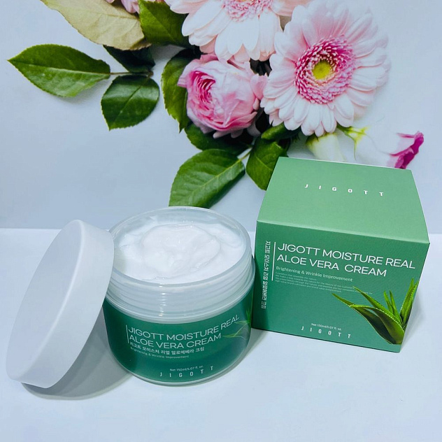 Крем с экстрактом алоэ вера Jigott Moisture Real Aloe Vera Cream 150ml