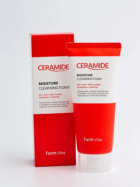 Пенка увлажняющая очищающая с керамидами FarmStay Ceramide MoistureФМС Ceramide