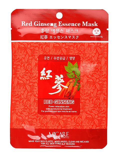 Маска тканевая для лица Красный Женьшень Red Ginseng Essence Mask 23г